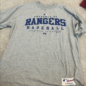 Majestic Gray Rangers Baseball Tee